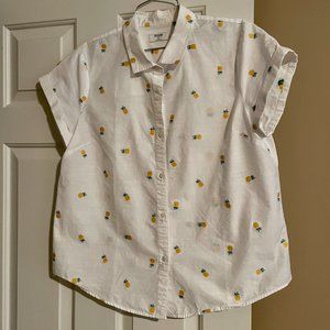 UNTUCKit (For Her) Penny Shirt With Embroidered Pineapples Size X-LARGE, EUC